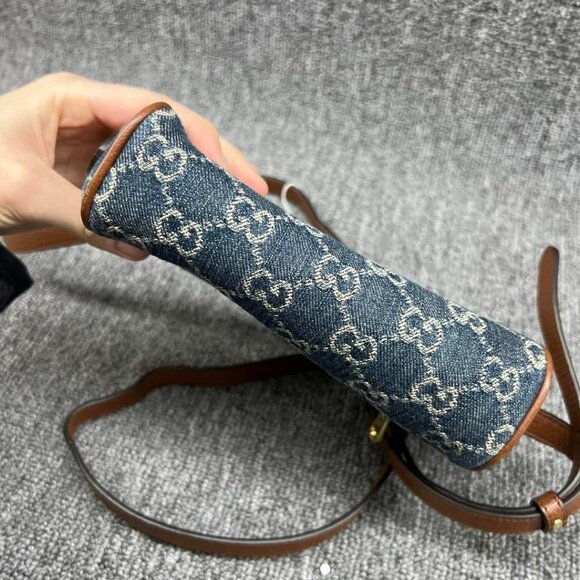 100% Authentic Gucci Ophidia GG Denim Mini Shoulder Bag - Picture 8 of 15